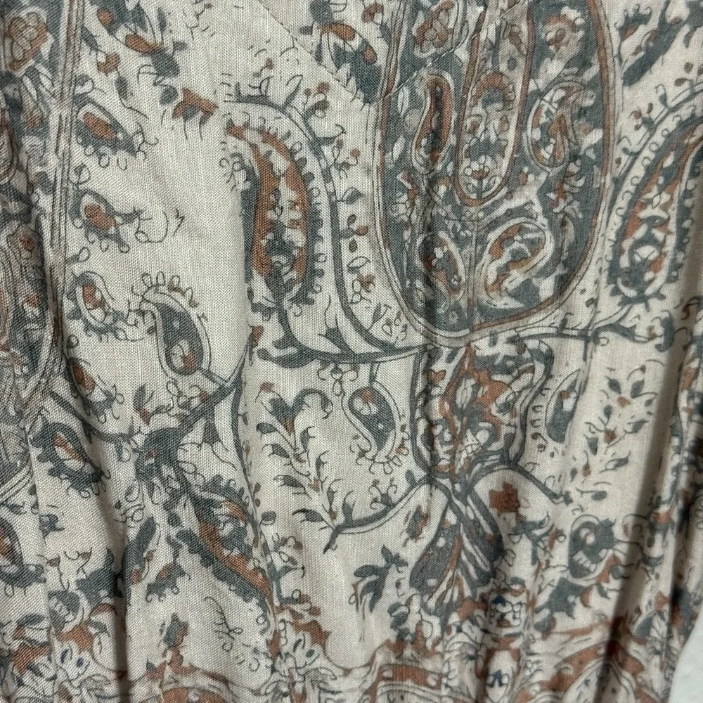 Splendid Alessandra Paisley Linen Blend Maxi Dress Leg Slit Size Large‎ Bohemian